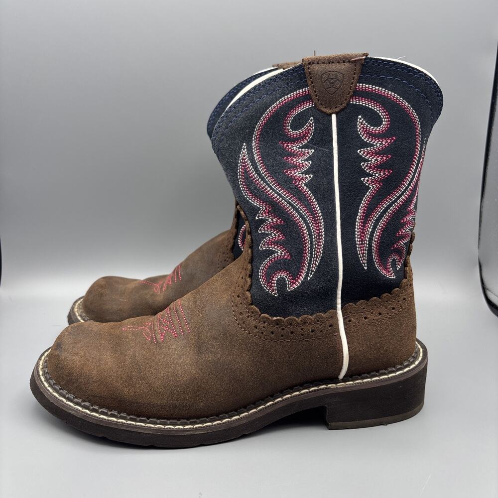 Ariat Western Boot Brown/Navy/Pink Embroidered Women’s Size 7.5 B